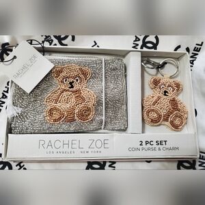 Rachel Zoe 2PC Coin Purse w/Teddy Bear Charm NWT